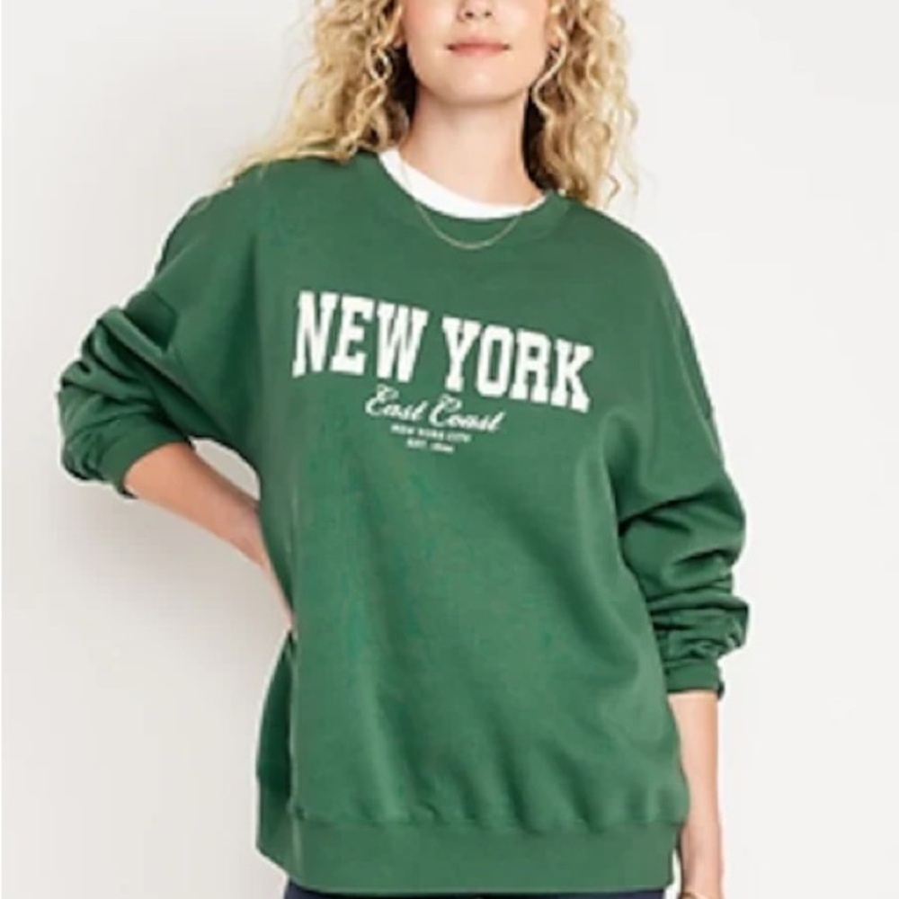 Green New York Graphic Sweatshirt